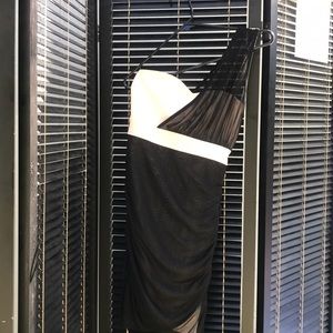 Black and white dress one shoulder mesh
